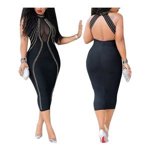 Black and Gold Club Dress XXL